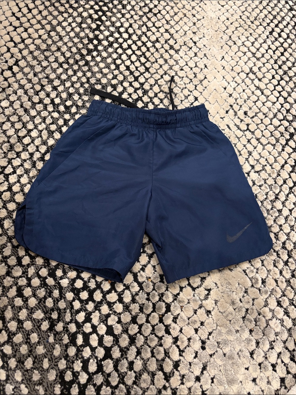 Nike Boys Dri-Fit Dark Navy Athletic Shorts with Subtle Swoosh
